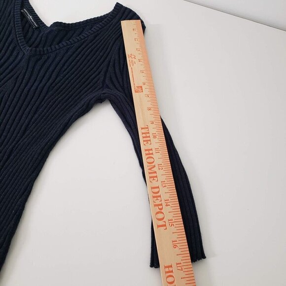 Peruvian Connection Dress Womens Size Small Blue Ribbed Knit 3/4 Sleeves Sheath - Picture 9 of 12